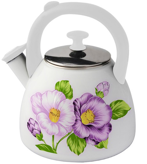 Чайник емальований Kamille Spring Flowers-III 2.8л зі свистком