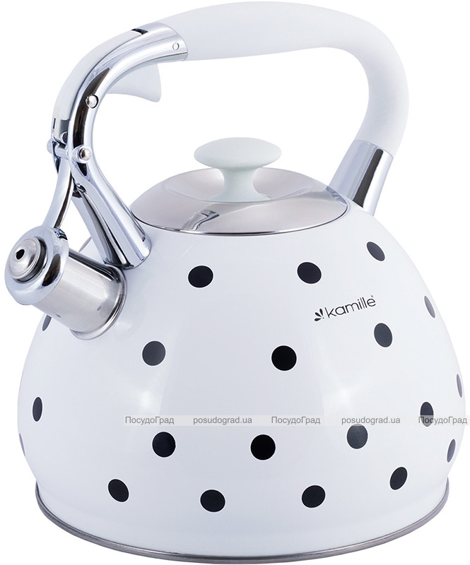 Чайник Kamille Polka Dot Kettle 3л з нержавіючої сталі зі свистком, в горошок, 3 кольори
