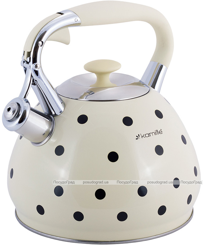 Чайник Kamille Polka Dot Kettle 3л з нержавіючої сталі зі свистком, в горошок, 3 кольори