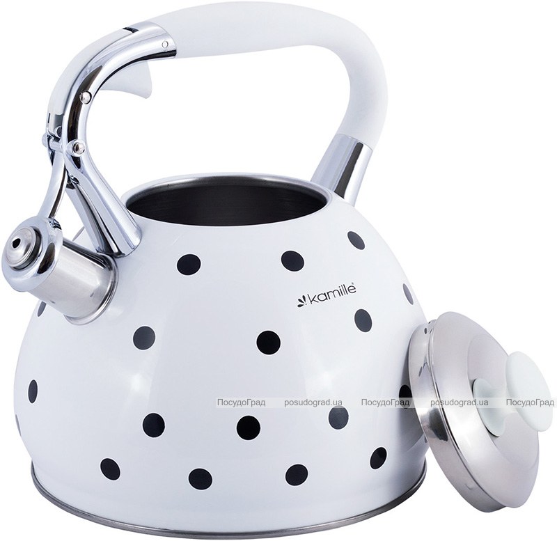 Чайник Kamille Polka Dot Kettle 3л з нержавіючої сталі зі свистком, в горошок, 3 кольори