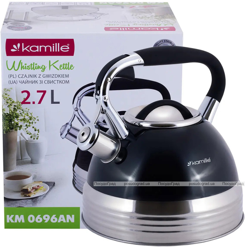 Чайник індукційний Kamille Blue 2.7л зі свистком (синій кобальт)