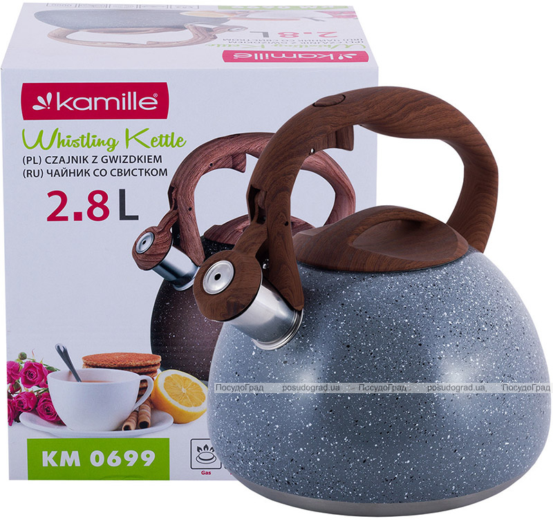 Чайник Kamille Whistling Kettle Granite 2.8л з нержавіючої сталі зі свистком