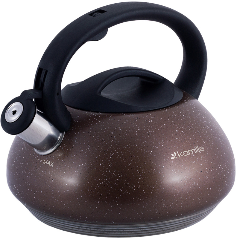 Чайник Kamille Whistling Kettle 3л з нержавіючої сталі зі свистком, коричневий граніт