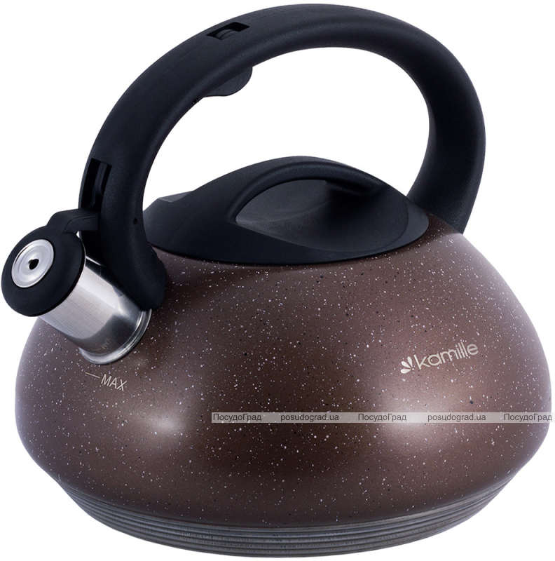 Чайник Kamille Whistling Kettle 3л з нержавіючої сталі зі свистком, коричневий граніт
