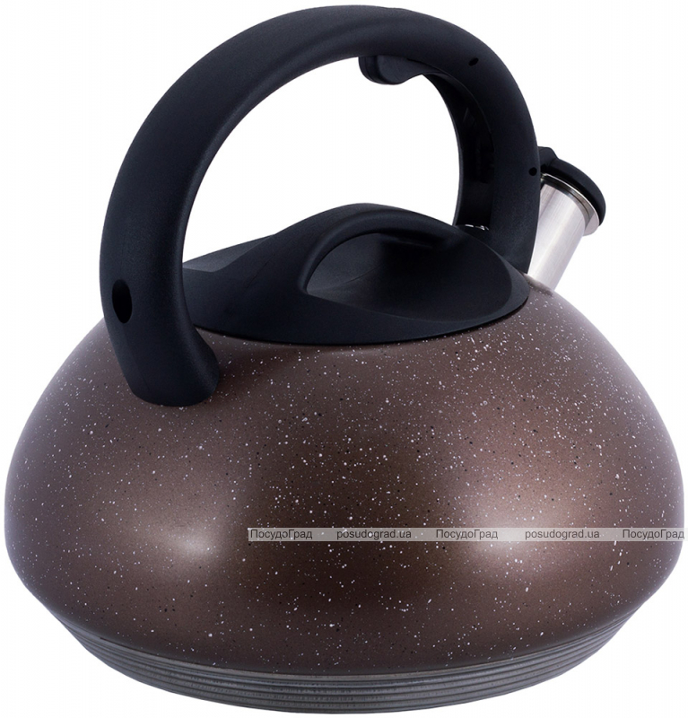 Чайник Kamille Whistling Kettle 3л з нержавіючої сталі зі свистком, коричневий граніт