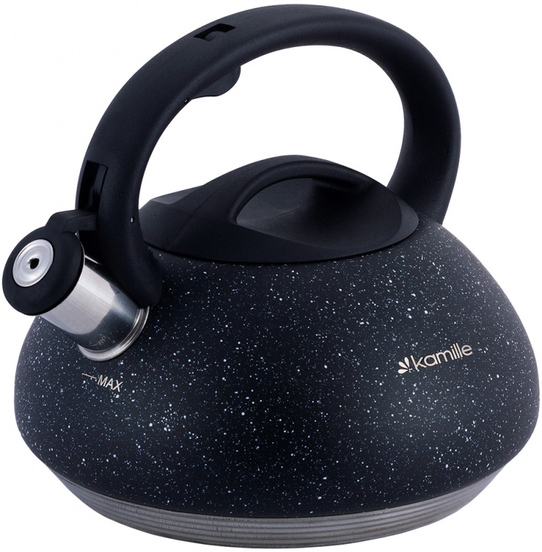 Чайник Kamille Whistling Kettle 3л із нержавіючої сталі зі свистком, чорний граніт