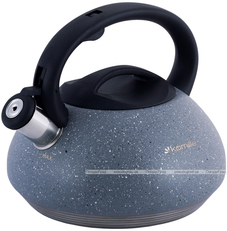 Чайник Kamille Whistling Kettle 3л із нержавіючої сталі зі свистком, сірий граніт