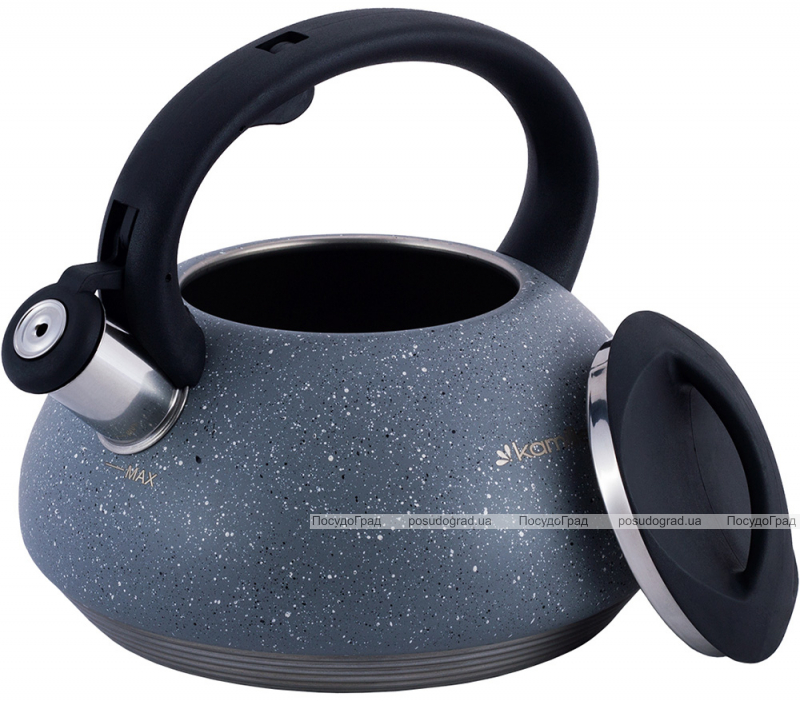 Чайник Kamille Whistling Kettle 3л із нержавіючої сталі зі свистком, сірий граніт