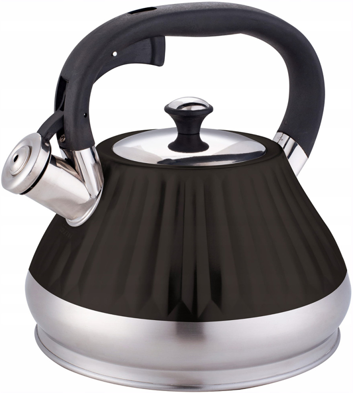 Чайник Kamille Whistling Kettle Marshmallow 3л з нержавіючої сталі зі свистком, чорний