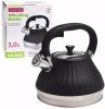 Чайник Kamille Whistling Kettle Marshmallow 3л з нержавіючої сталі зі свистком, чорний