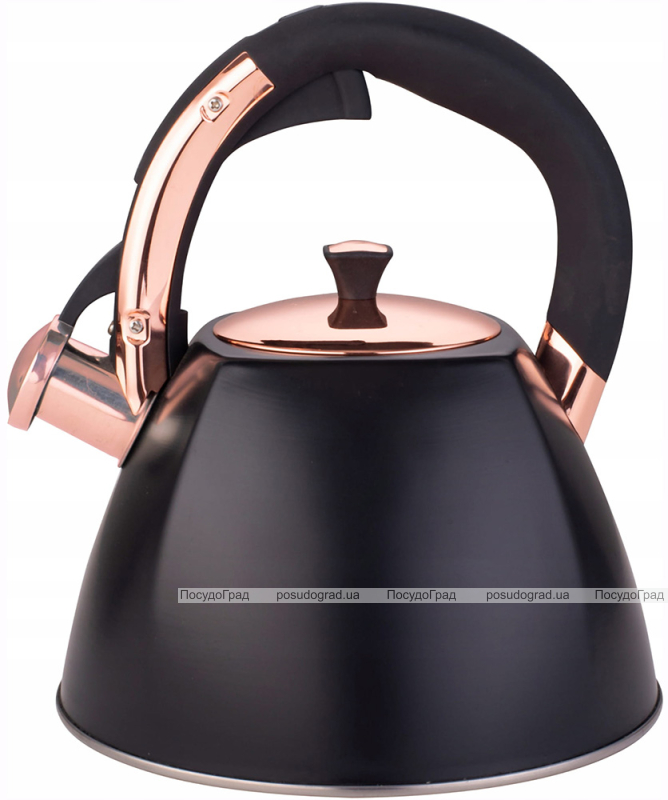 Чайник Kamille Whistling Kettle Black&Rose 3л з нержавіючої сталі зі свистком