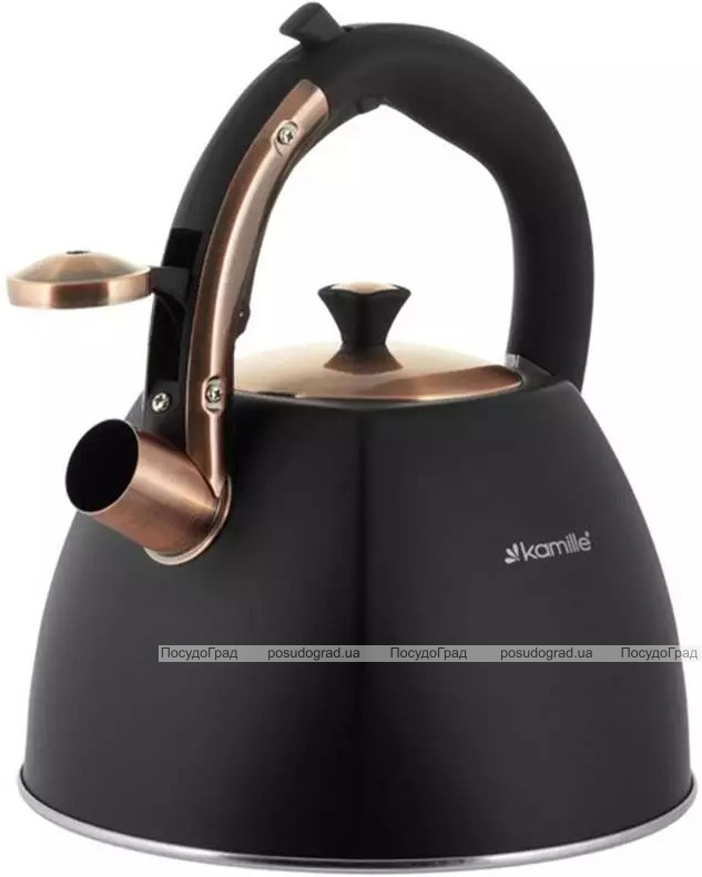 Чайник Kamille Whistling Kettle Black&Rose 3л з нержавіючої сталі зі свистком