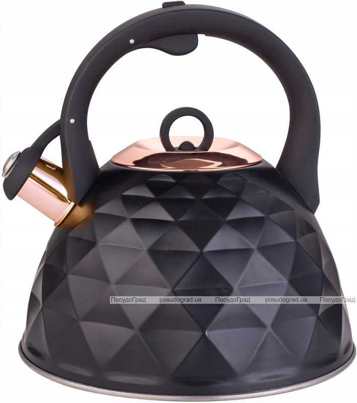 Чайник Kamille Whistling Kettle Black Сrystal 3л з нержавіючої сталі зі свистком