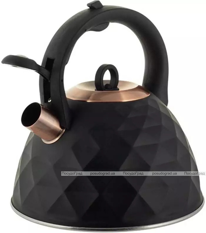 Чайник Kamille Whistling Kettle Black Сrystal 3л з нержавіючої сталі зі свистком
