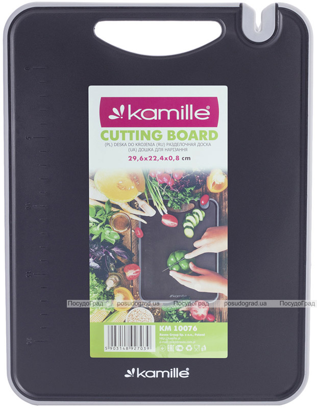 Дошка обробна Kamille Kumamoto пластикова 30x22x0.8см з точила для ножів