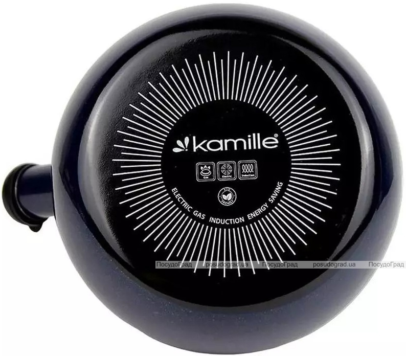 Чайник емальований Kamille "Boiling Water" 2.2л зі свистком, темно-синій металік