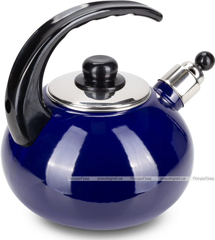 Чайник емальований Kamille "Boiling Water" 2.5л зі свистком, синій глянець