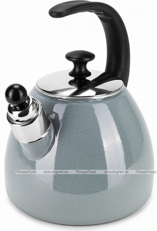 Чайник емальований Kamille "Boiling Water" 2.5л зі свистком, індукційний, оливковий