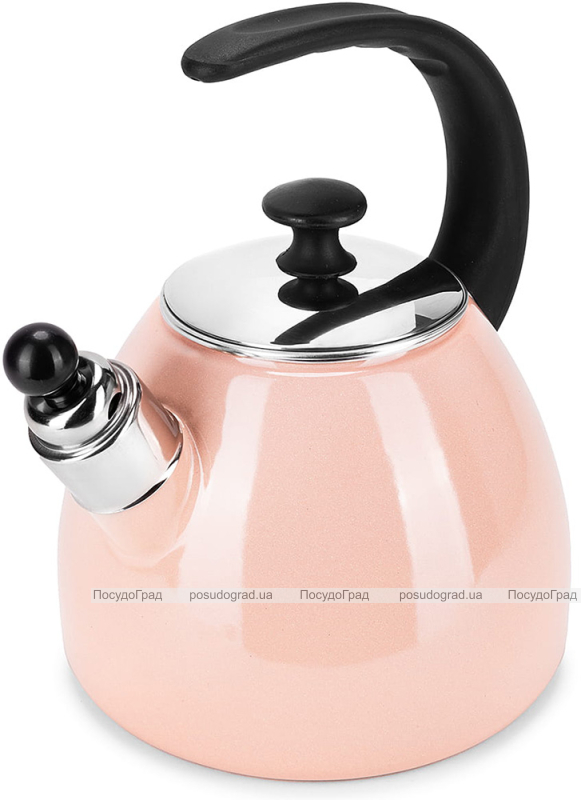 Чайник емальований Kamille "Boiling Water" 2.5л зі свистком, індукційний, рожевий