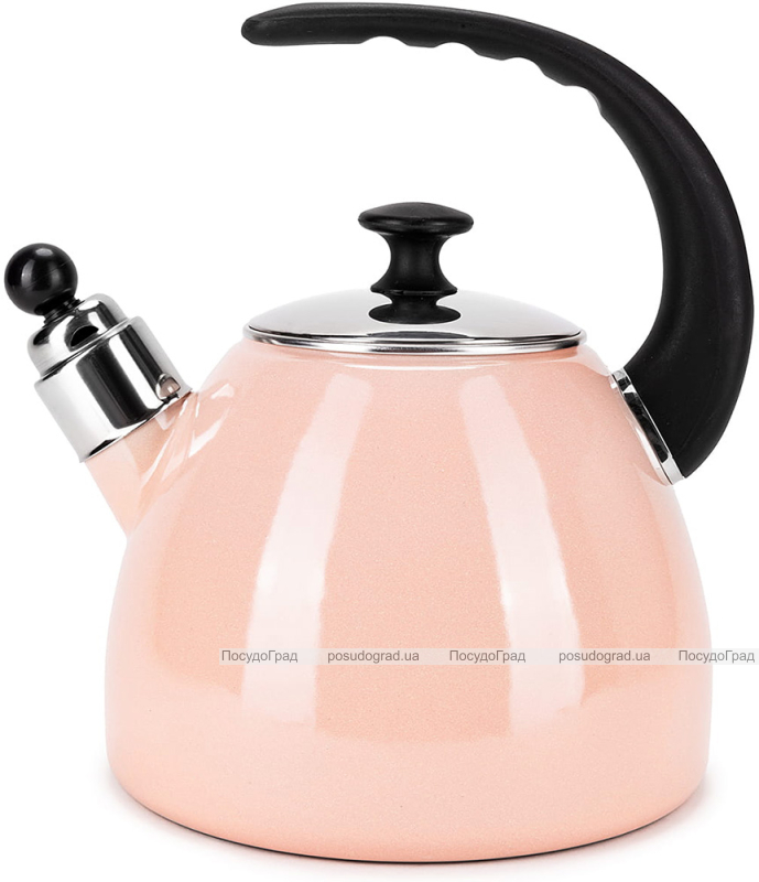 Чайник емальований Kamille "Boiling Water" 2.5л зі свистком, індукційний, рожевий