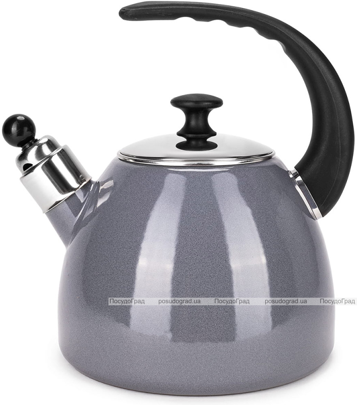 Чайник емальований Kamille "Boiling Water" 2.5л зі свистком, індукційний, сірий