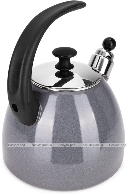 Чайник емальований Kamille "Boiling Water" 2.5л зі свистком, індукційний, сірий