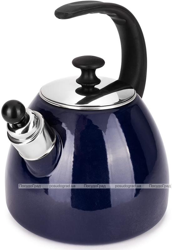Чайник емальований Kamille "Boiling Water" 2.5л зі свистком, індукційний, синій