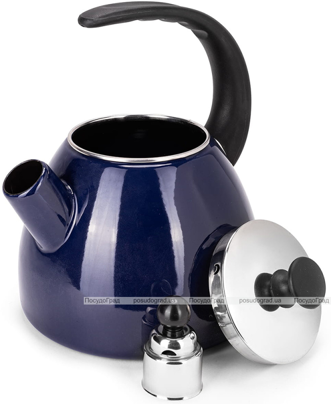 Чайник емальований Kamille "Boiling Water" 2.5л зі свистком, індукційний, синій