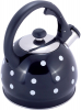 Чайник Kamille Polka Dot Kettle 2л з нержавіючої сталі зі свистком, в горошок, чорний