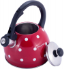 Чайник Kamille Polka Dot Kettle 2л з нержавіючої сталі зі свистком, в горошок, червоний