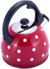 Чайник Kamille Polka Dot Kettle 2л з нержавіючої сталі зі свистком, в горошок, червоний