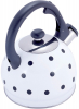 Чайник Kamille Polka Dot Kettle 2л з нержавіючої сталі зі свистком, в горошок, білий