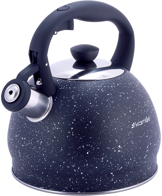 Чайник Kamille Whistling Kettle 2л з нержавіючої сталі зі свистком, чорний мармур
