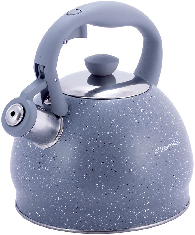 Чайник Kamille Whistling Kettle 2л з нержавіючої сталі зі свистком, сірий мармур