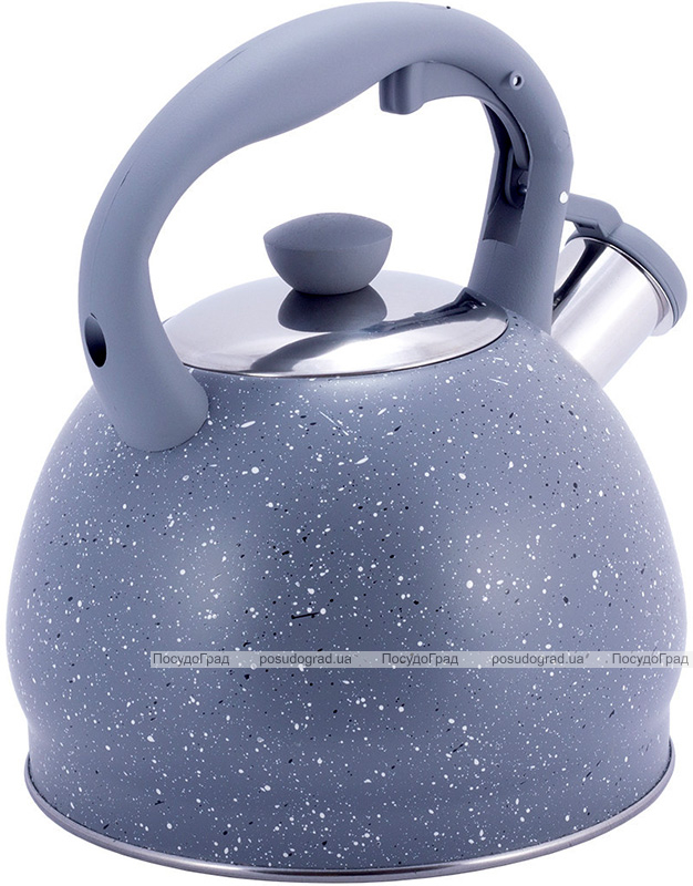 Чайник Kamille Whistling Kettle 2л из нержавеющей стали со свистком, серый мрамор