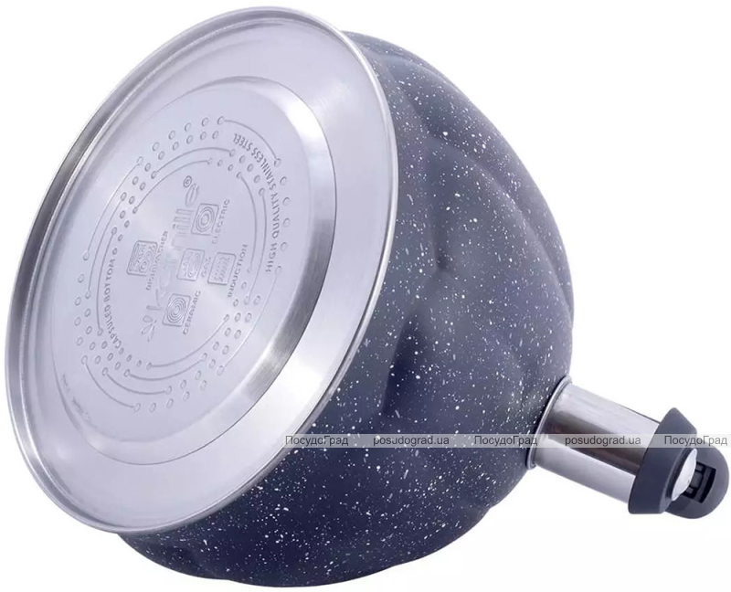 Чайник Kamille Whistling Kettle Marble 3л з нержавіючої сталі зі свистком (чорний мармур)