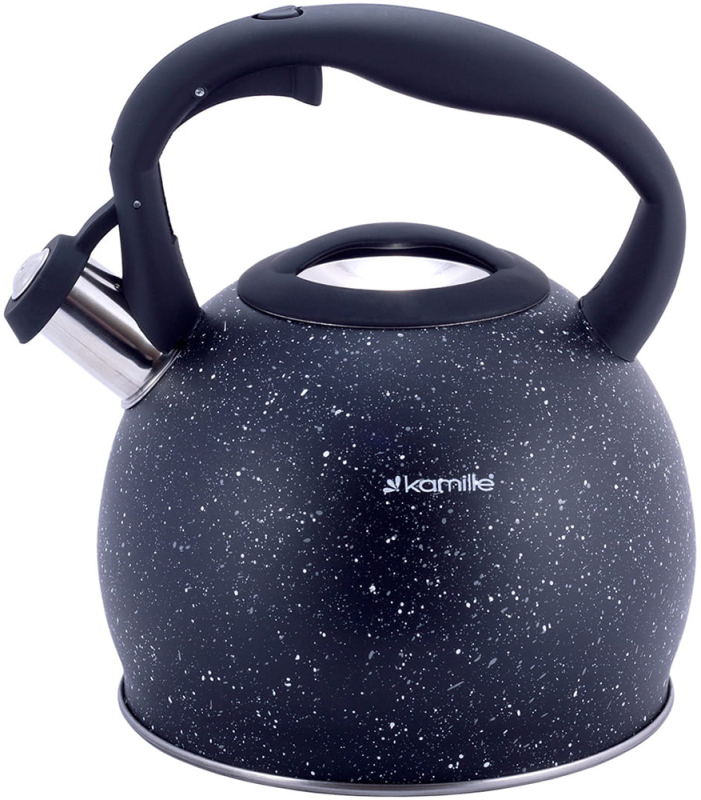 Чайник Kamille Whistling Kettle 3л з нержавіючої сталі зі свистком (чорний граніт)