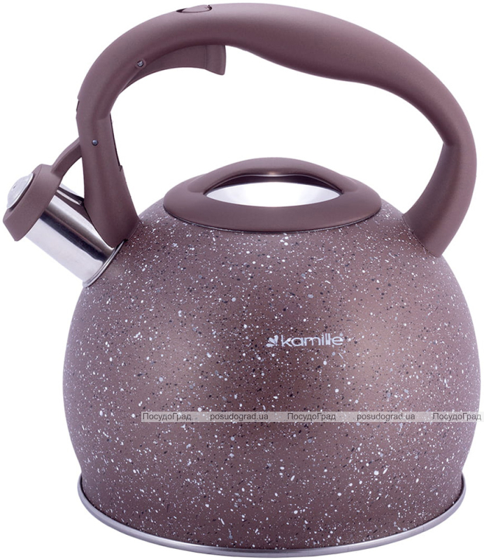 Чайник Kamille Whistling Kettle 3л з нержавіючої сталі зі свистком (коричневий граніт)