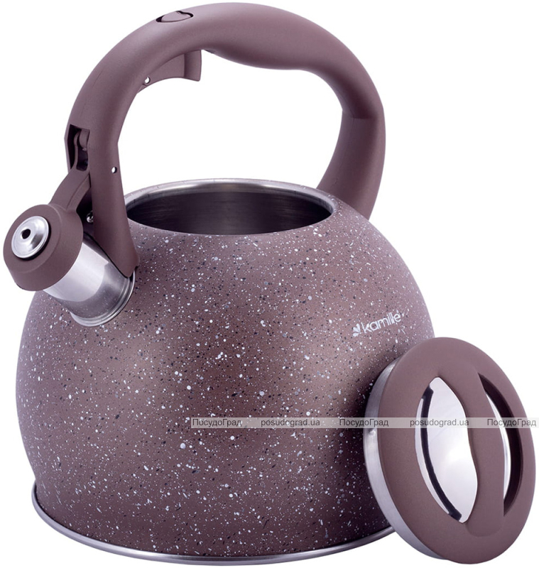 Чайник Kamille Whistling Kettle 3л з нержавіючої сталі зі свистком (коричневий граніт)