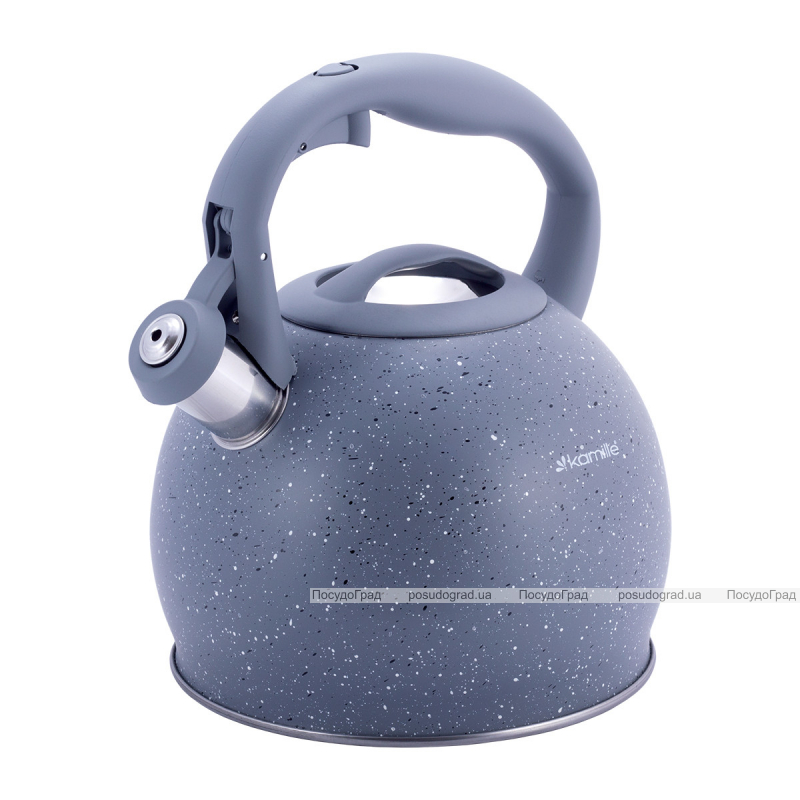 Чайник Kamille Whistling Kettle 3л из нержавеющей стали со свистком, серый мрамор