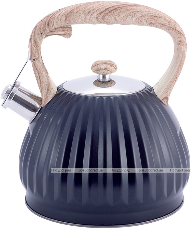 Чайник Kamille Whistling Kettle Black 3л з нержавіючої сталі зі свистком, чорний