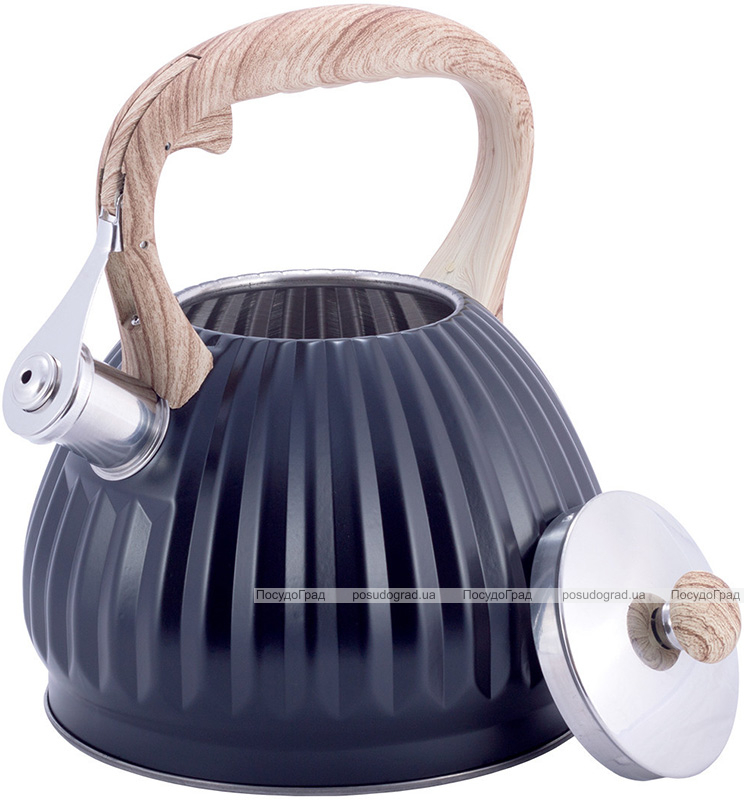 Чайник Kamille Whistling Kettle Black 3л з нержавіючої сталі зі свистком, чорний