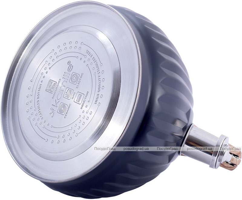 Чайник Kamille Whistling Kettle Black 3л з нержавіючої сталі зі свистком, чорний
