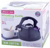 Чайник Kamille Whistling Kettle Thermo 3л з нержавіючої сталі зі свистком і термометром, чорний