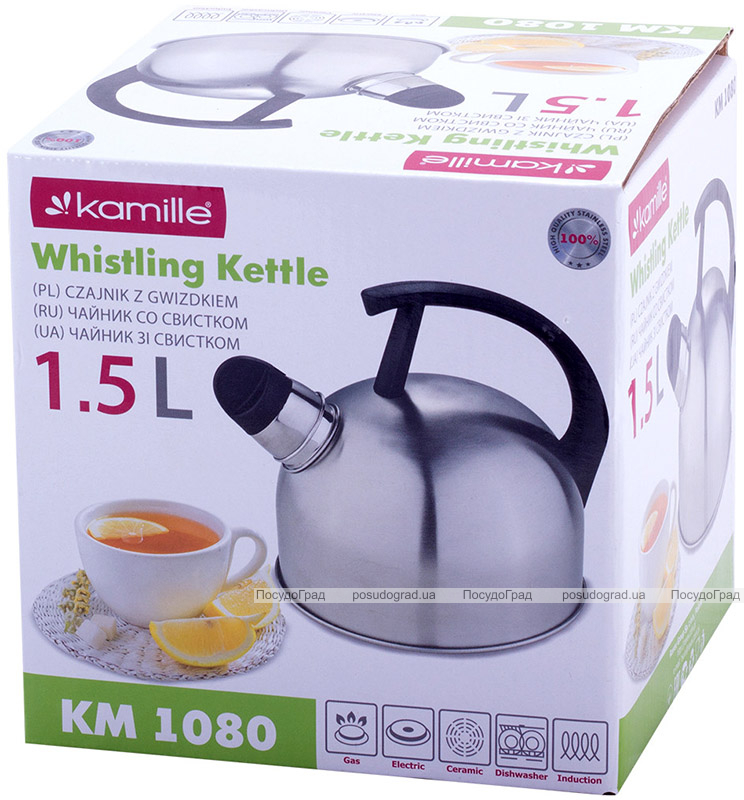 Чайник Kamille Whistling Kettle 1.5л из нержавеющей стали со свистком