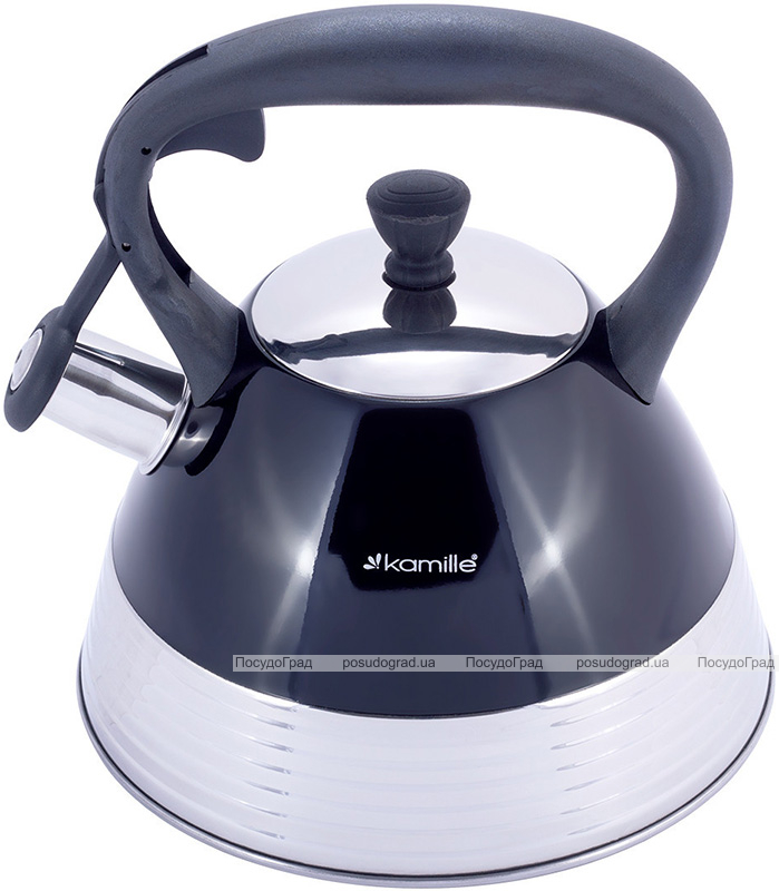 Чайник Kamille Whistling Kettle Black 3л з нержавіючої сталі зі свистком