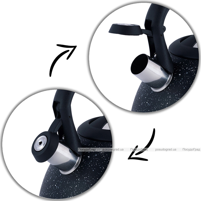 Чайник Kamille Whistling Kettle Marble 2.7л з нержавіючої сталі зі свистком