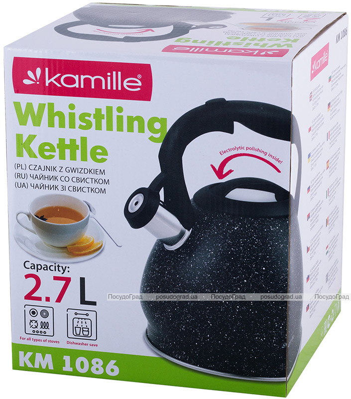 Чайник Kamille Whistling Kettle Marble 2.7л з нержавіючої сталі зі свистком