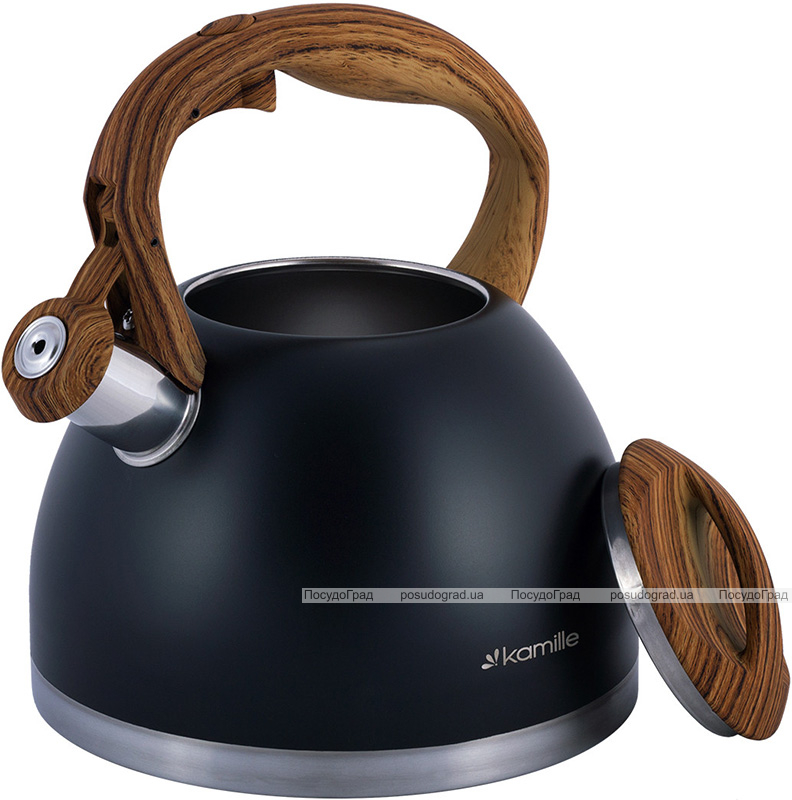 Чайник Kamille Whistling Kettle Black 2.7л з нержавіючої сталі зі свистком