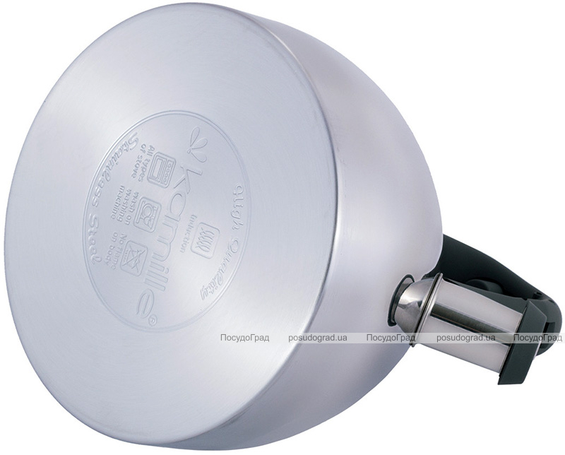 Чайник Kamille Whistling Kettle 2.7л з нержавіючої сталі зі свистком і скляною кришкою (сіра ручка)